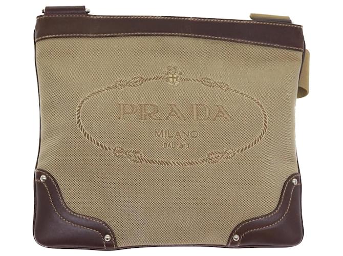 Jacquard mit Prada-Logo Beige Leinwand  ref.1079612