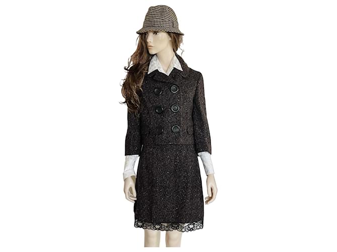 Dolce & Gabbana Winter suit Black Light brown Dark brown Wool Polyamide  ref.1079712