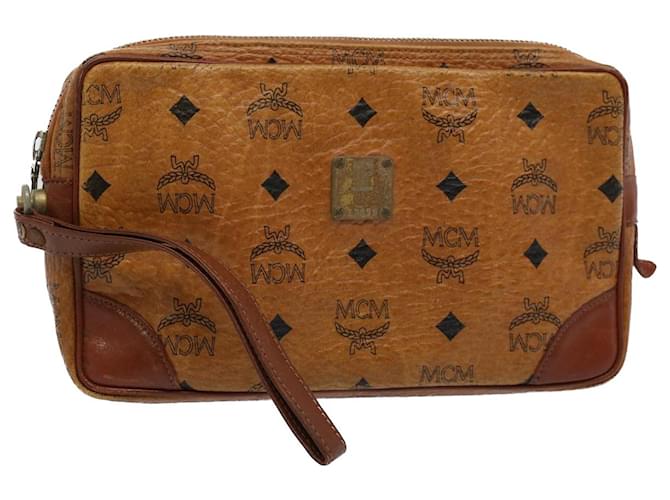 MCM Vicetos Logogram Clutch Bag PVC Leather Brown Auth bs8486  ref.1079787