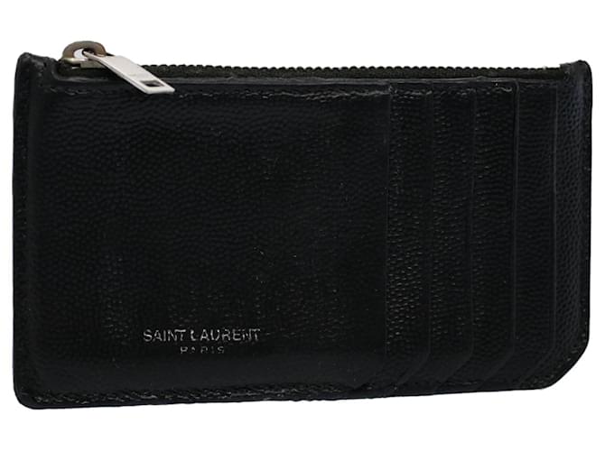 SAINT LAURENT Card Case Leather Black Auth hk871  ref.1079867