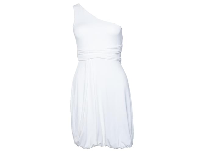 Pinko, drapiertes Kleid mit einer Schulter Weiß Viskose  ref.1079885