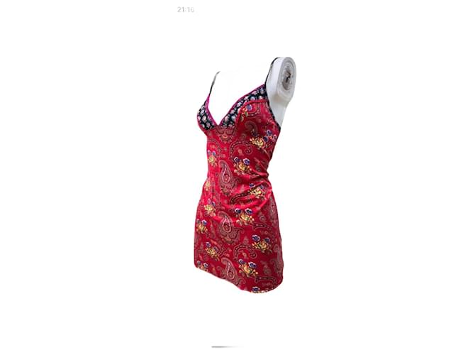 Christian Dior mini dress model “Paisley Flowers” Black Red Multiple colors Dark red Monogram Polyamide  ref.1079961