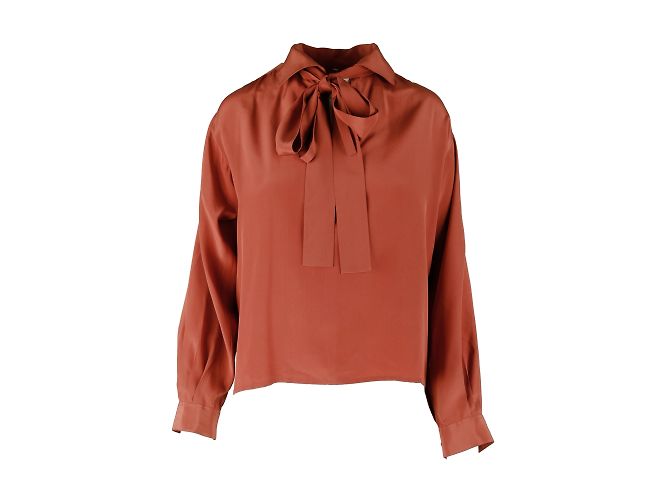 Camicetta con nodo allacciatura Rive Gauche di Yves Saint Laurent Marrone