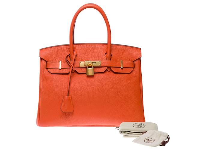 Hermès HERMES BIRKIN BAG 30 in Orange Leather - 101312  ref.1080042