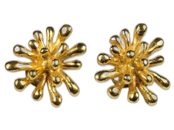 Vintage anemone clip earrings Christian Lacroix Golden Metal  ref.1080066