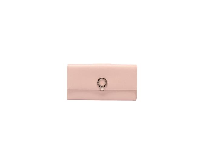 Bulgari Leather Continental Wallet Pink  ref.1080128
