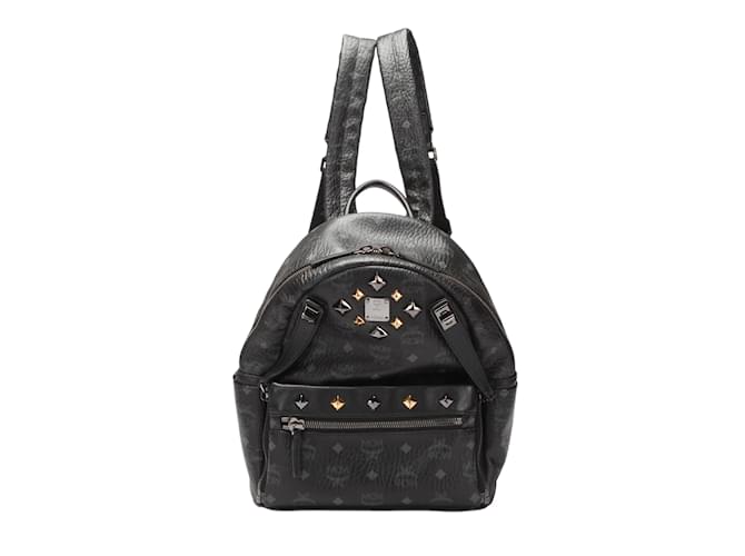 MCM Visetos Stark Backpack R3668 Black Leather  ref.1080189