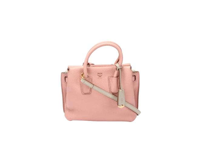 MCM Mini Milla Tote Pink Leather Pony-style calfskin  ref.1080190