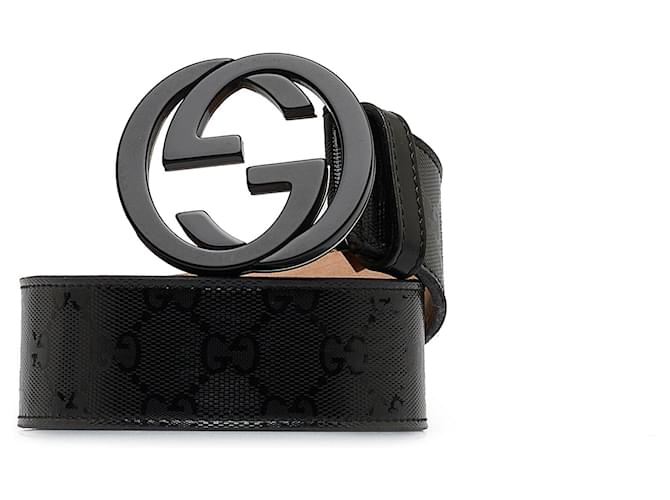 Cintura G intrecciata nera Gucci Nero Pelle Vitello simile a un vitello  ref.1080307