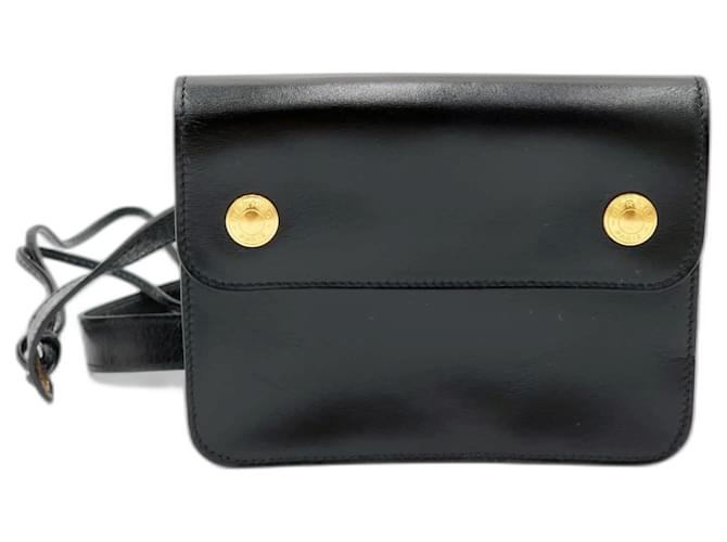 Hermès Pochette Belt Belt Bum Bag Cuir de veau Noir  ref.1080354