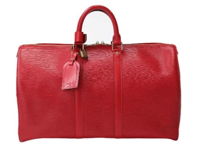 Louis Vuitton Keepall 45 Red Leather  ref.1080490