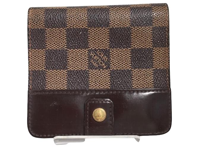 Louis Vuitton Compact zip Marrom Lona  ref.1080536