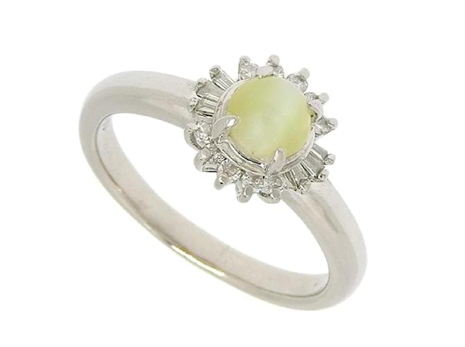 & Other Stories Platinum Diamond Chrysoberyl Ring in Excellent Condition Silvery Metal  ref.1080590