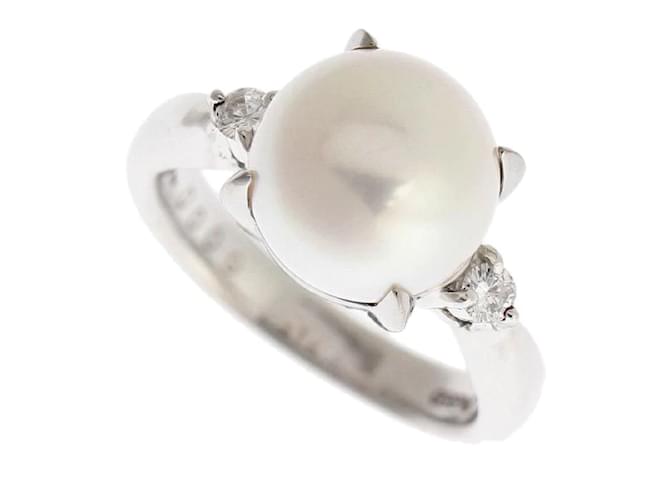 & Other Stories Platinum Diamond Pearl Ring in Excellent Condition Silvery Metal  ref.1080597