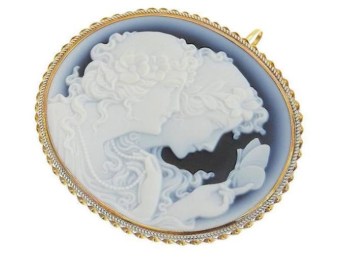 & Other Stories Chalcedony Cameo Brooch White Metal  ref.1080602