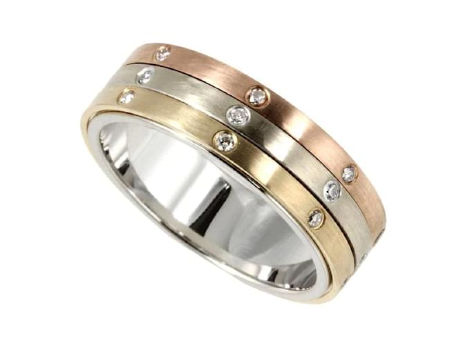 & Other Stories 18k Gold Diamond Tricolor Band Ring Golden Metal  ref.1080617