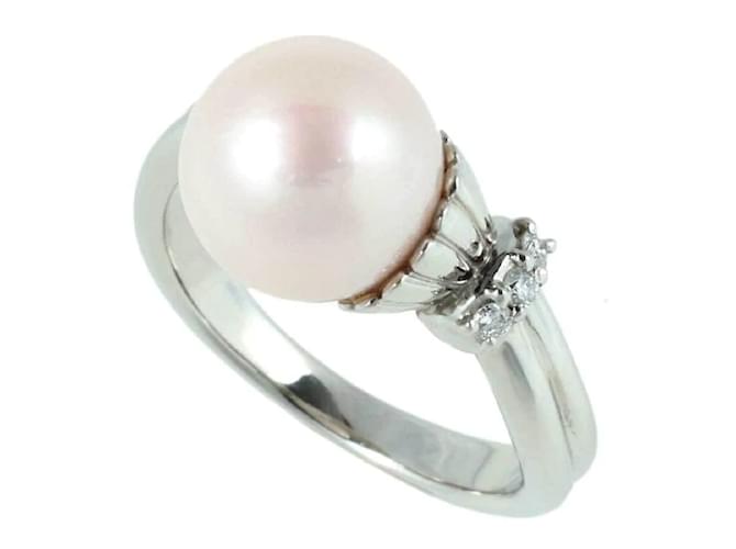 & Other Stories Platinum Diamond Pearl Ring in Excellent Condition Silvery Metal  ref.1080625