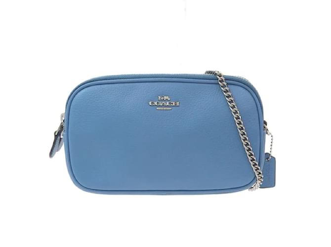 Coach Bolsa crossbody com corrente de couro em ótimo estado Azul  ref.1080627