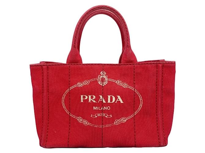 Tote Prada Canapa Rosso Tela  ref.1080720