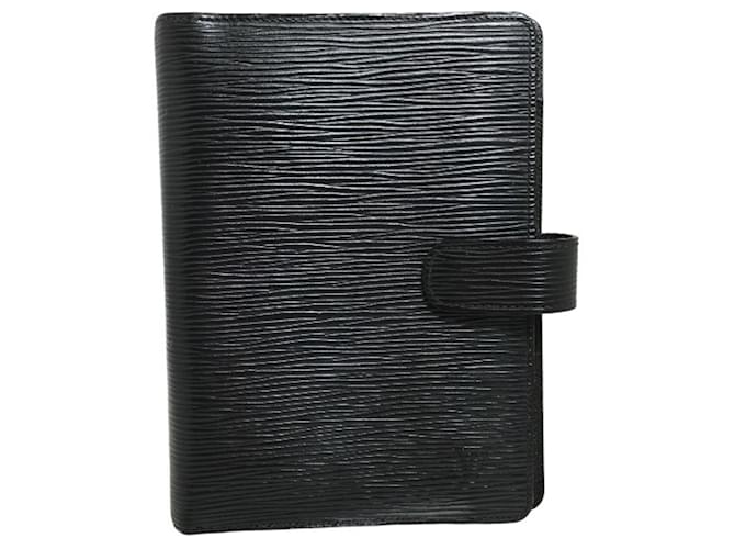Louis Vuitton COUVERTURE AGENDA FONCTIONNEL MM Black Leather  ref.1080843