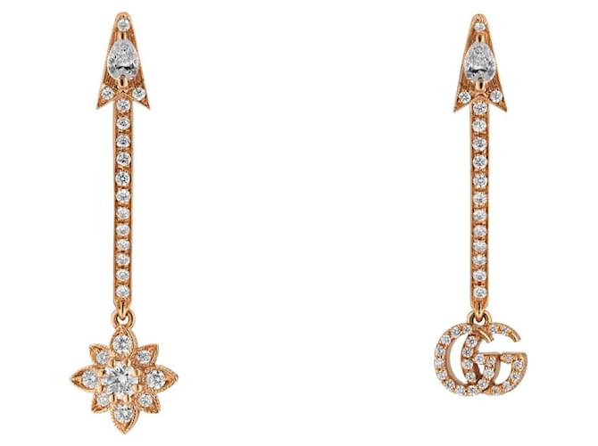 Gucci flora 18K ROSE GOLD lined G EARRINGS IN UNDEFINED Golden Pink gold  ref.1080895