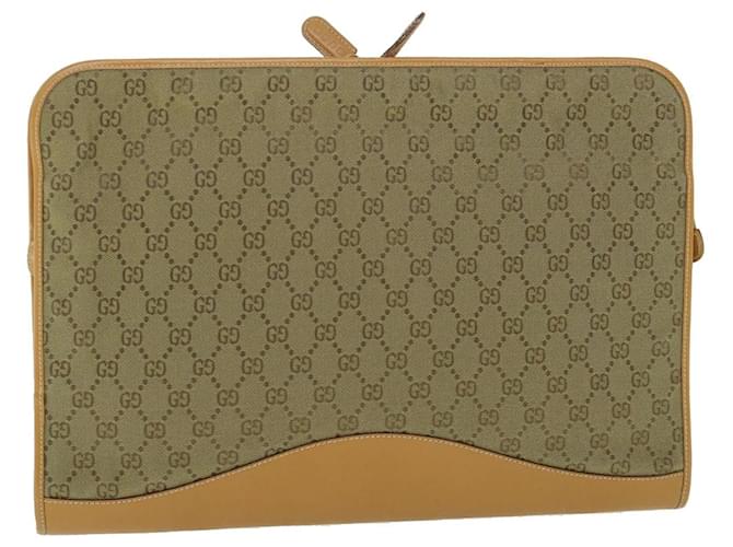 GUCCI GG Canvas Clutch Bag Leather Beige Auth 54130  ref.1081008
