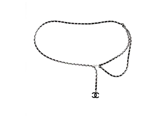 Cintura Chanel in metallo e cuoio nero Pelle  ref.1081228