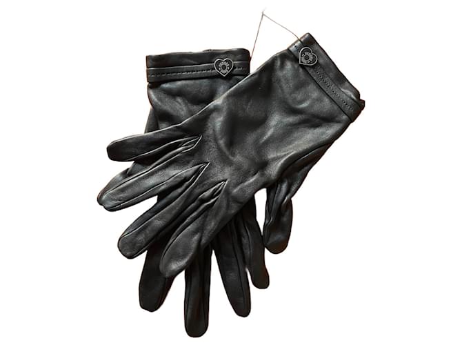 Gants en Cuir Hermès Black Leather  ref.1081231