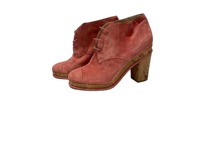 Bottines Chanel 40 Suede Rose  ref.1081256