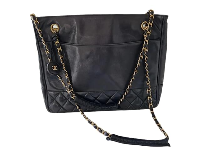 Sac Chanel Vintage Black Leather  ref.1081294