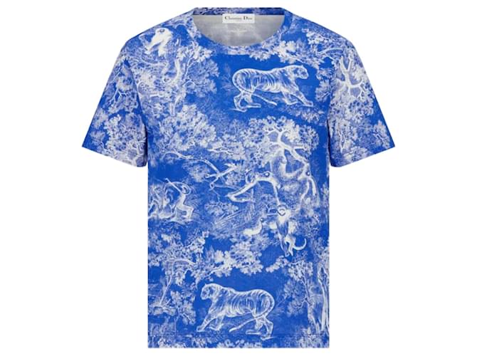 T-shirt Dior Riviera Toile de Jouy Blu Cotone  ref.1081314