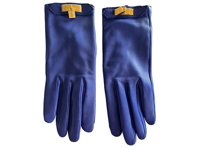 Gants Soya Hermès Blue Leather  ref.1081341