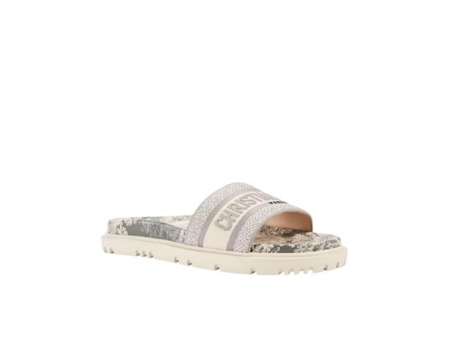 Mules Dior Dway 38 Toile Gris  ref.1081354
