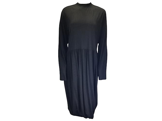 Sofie D'Hoore Vestido midi de lana de manga larga negro  ref.1081461
