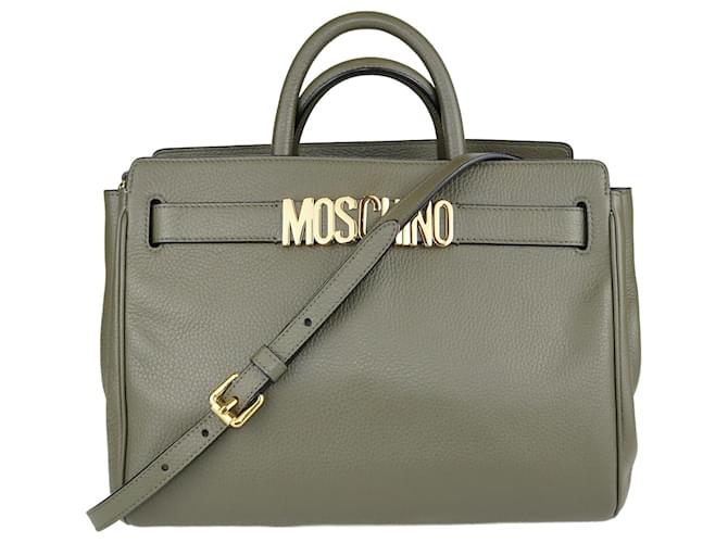 Moschino Green Logo Tote Bag Leather  ref.1081553