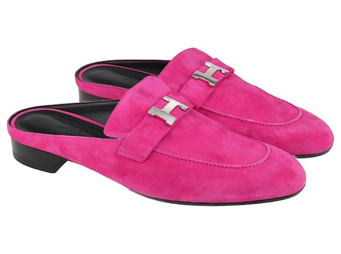 Hermès Rosa Mules-Loafer Pink Schweden  ref.1081567