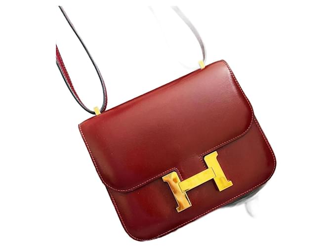 Hermès constance mini 18 Dark red Leather  ref.1081584