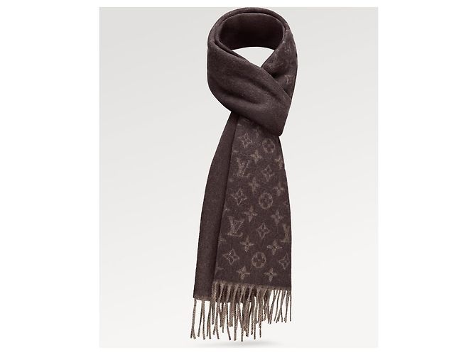 Louis Vuitton Sciarpa con monogramma LV nuova Marrone Cachemire