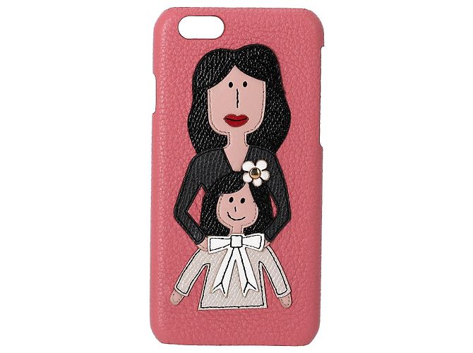 Iphone Dolce & Gabbana 6 Capa de telefone em couro rosa