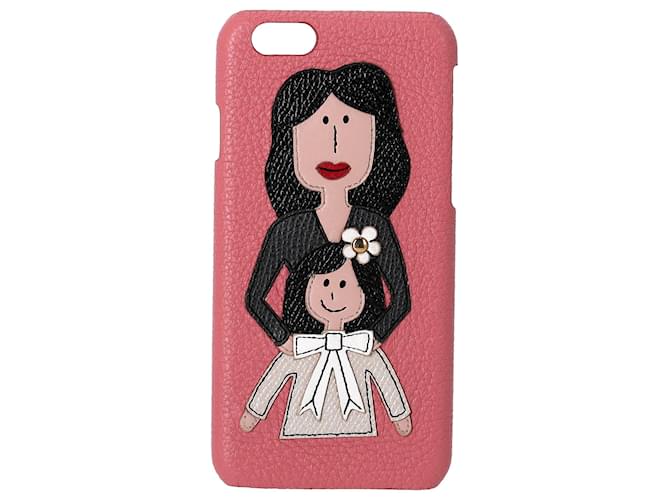 Dolce & Gabbana Iphone 6 Funda para móvil en piel rosa Cuero  ref.1081602