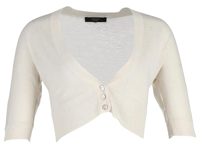 Max Mara Weekend Cropped Buttoned Cardigan in Cream Cotton White  ref.1081605