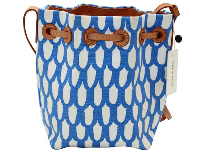 Mansur Gavriel X Marimekko Mini Bucket Bag in Blue Canvas Cloth  ref.1081617