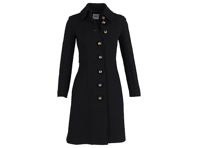 Moschino Buttoned Knee-Length Coat in Black Laine Wool  ref.1081629