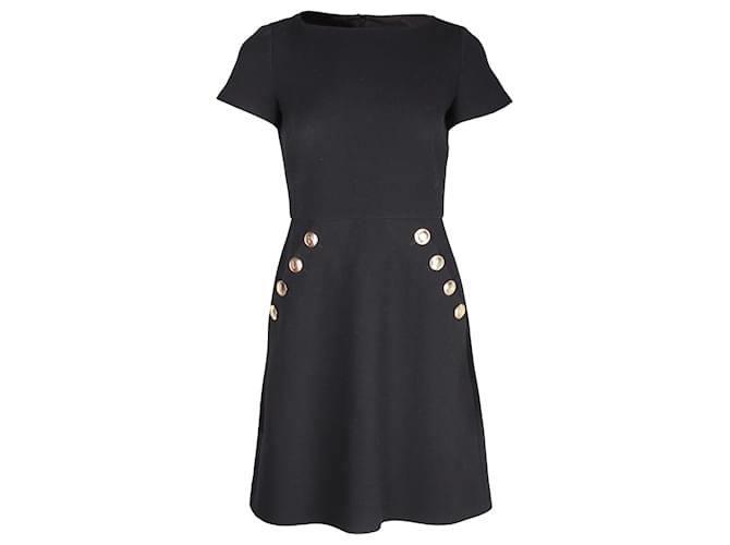 Moschino Boutique Button Detail Mini Dress in Black Polyester  ref.1081635