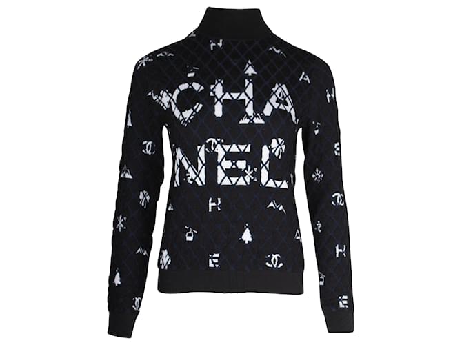 Chanel Coco Neige Logo-Rollkragenpullover aus schwarzem Kaschmir Wolle  ref.1081636