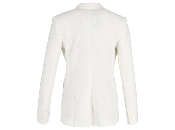 Max Mara Ritmo Double-Breasted Blazer in White Cotton  ref.1081639