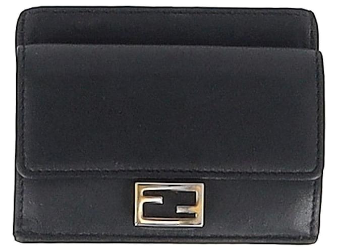 Porte-cartes et pièces Fendi en cuir noir  ref.1081651