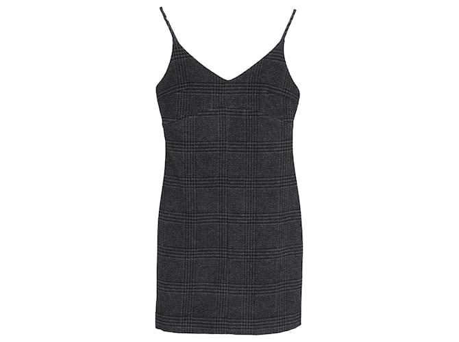 Mini-robe à carreaux sans manches Ganni en laine grise  ref.1081658
