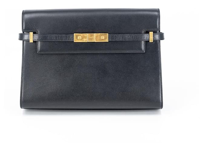 Yves Saint Laurent Leather Manhattan Box Bag Black Pony-style calfskin  ref.1081687