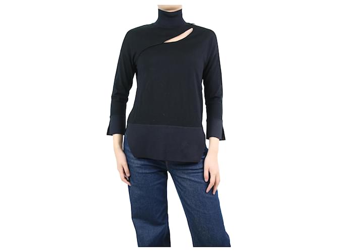 Christian Dior Black high-neck cutout wool sweater - size UK 6  ref.1081708